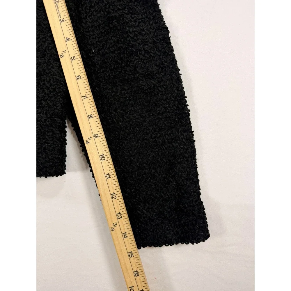 First Option Textured Boucle Jacket Women‎ Medium Black V-Neck Button Up